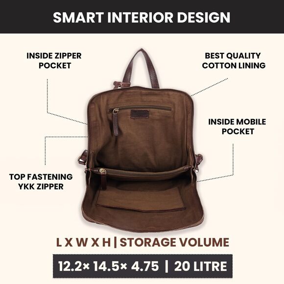 2409 14.5 Inch Leather Backpack and , Brown Leather Backpack main image 5